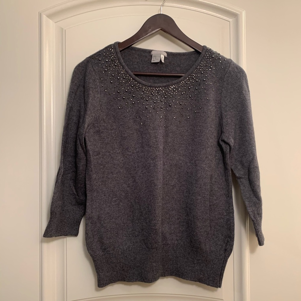 Grey Sweater with Beaded Collar from H&M